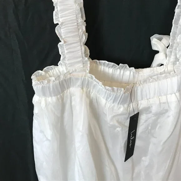 NWT Lulus Sensationally Precious White Bow Ruffled Mini Shift Dress NEW - Picture 5 of 7